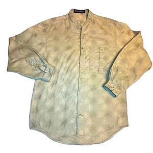 Pale Green Jhane Barnes Grandad or band Collar long sleeve shirt Size Small